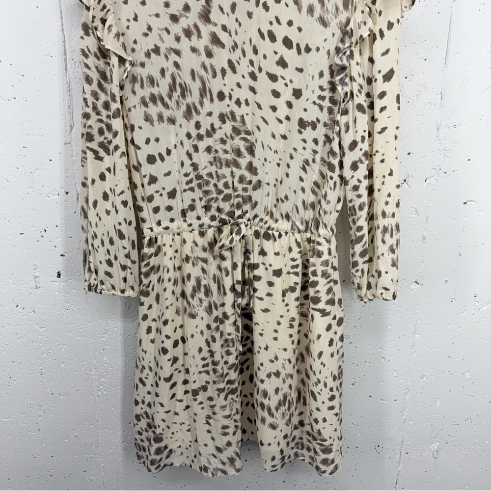 Rails Size Small Ora Puma Chiffon Ivory Beige Brown Animal Print Mini Dress - Picture 4 of 15